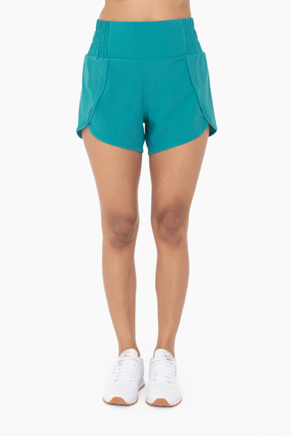 Highwaist Athleisure Split Shorts: TEAL 24