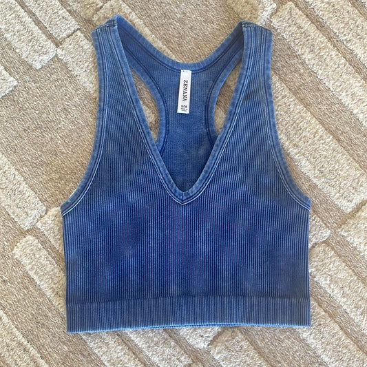 Premium washed ribbed crop tank