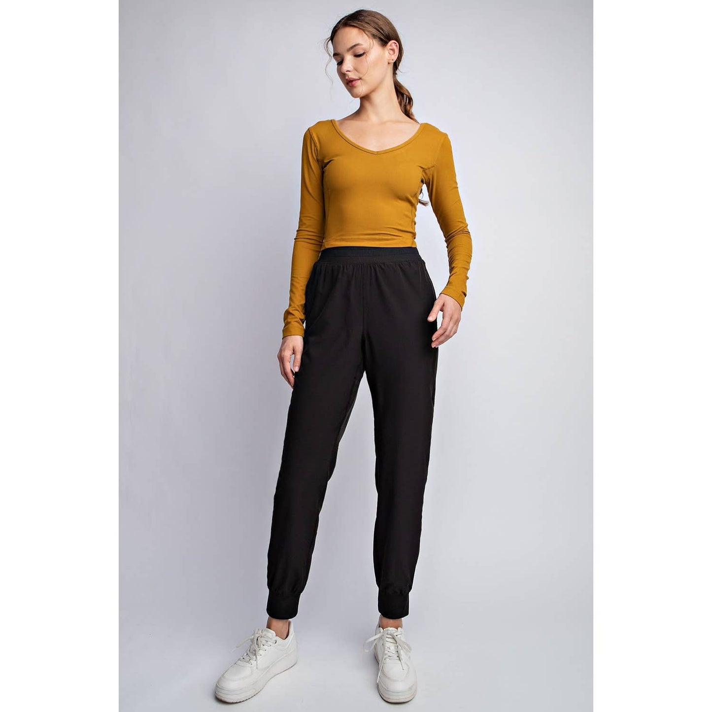 OXFORD ST WOVEN DANCE STUDIO MID RISE JOGGER PANTS