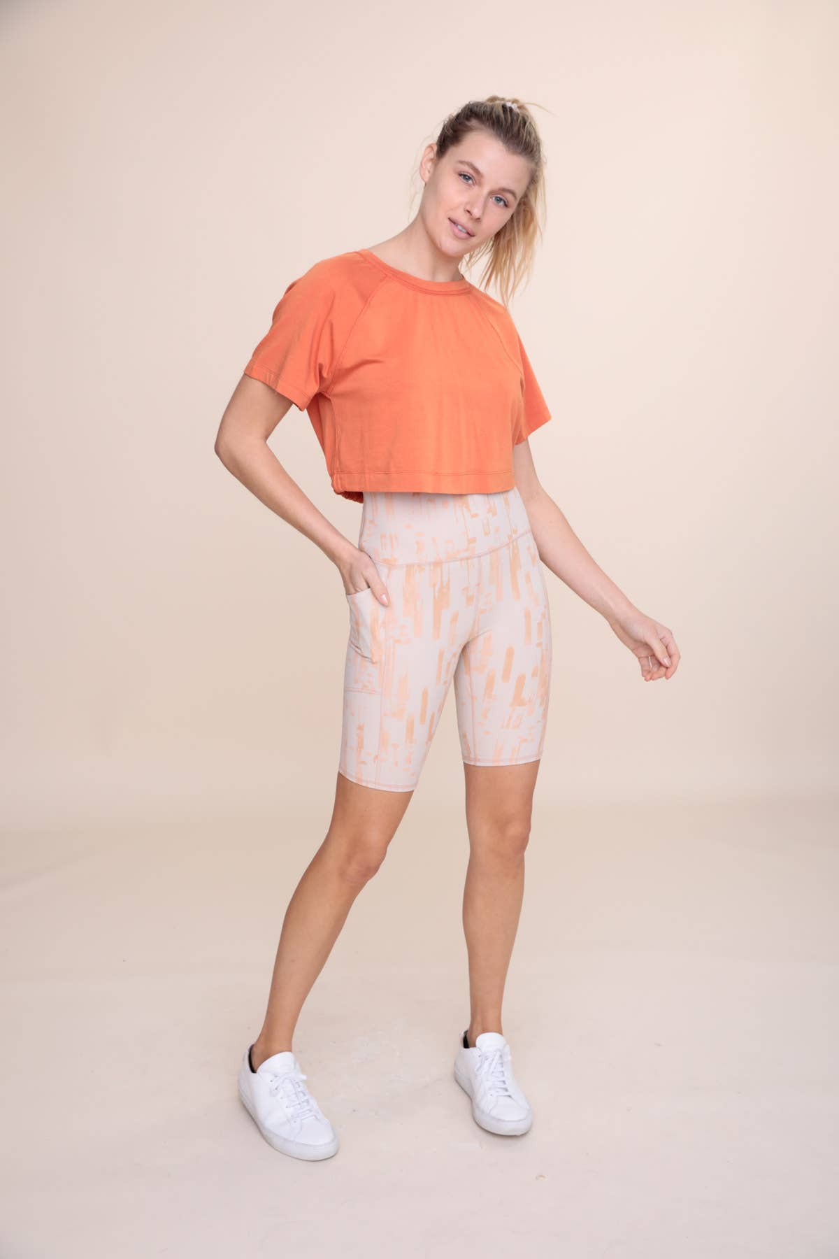 Tie Back Short Sleeve Top: ORANGE