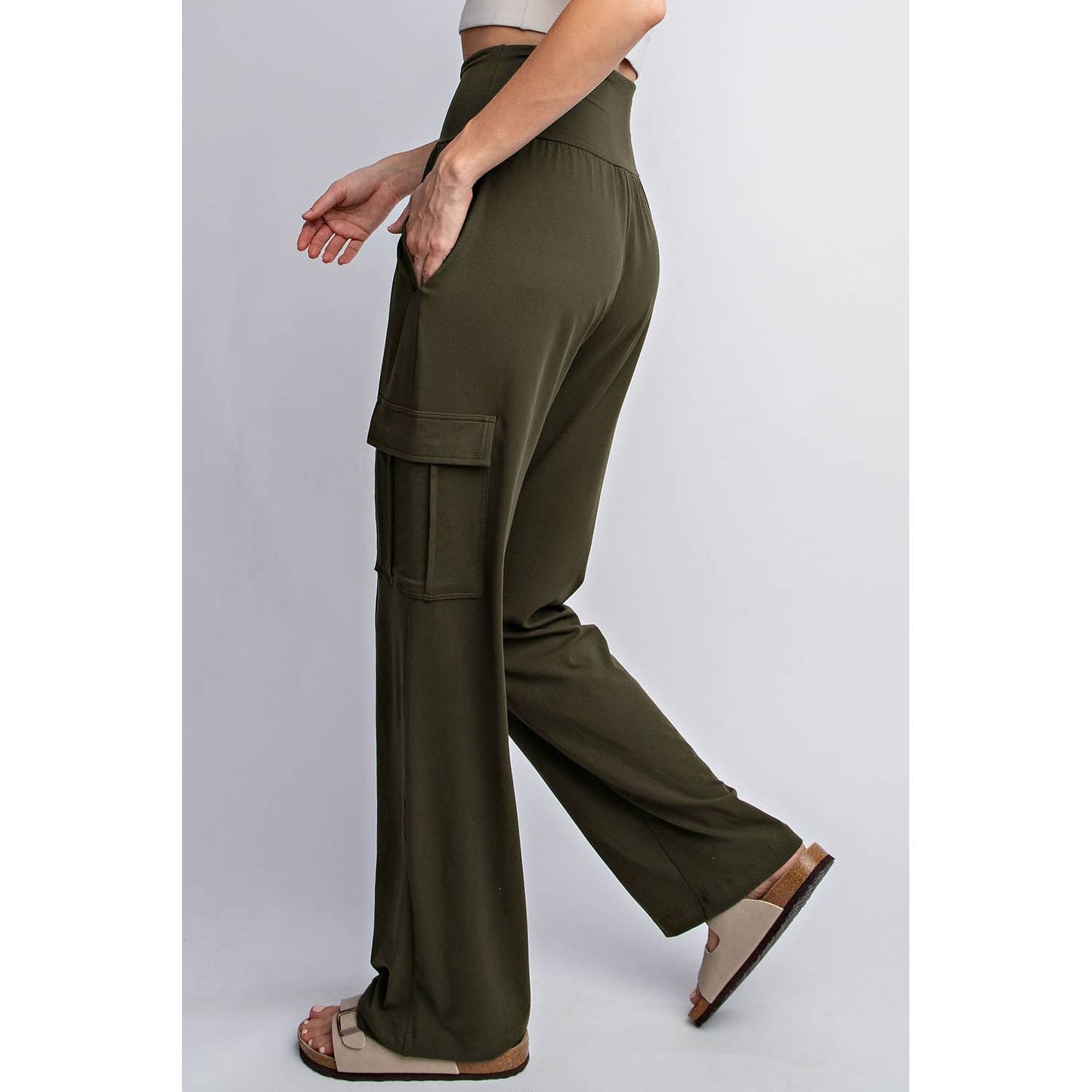 BUTTER STRAIGHT LEG CARGO PANTS: Olive