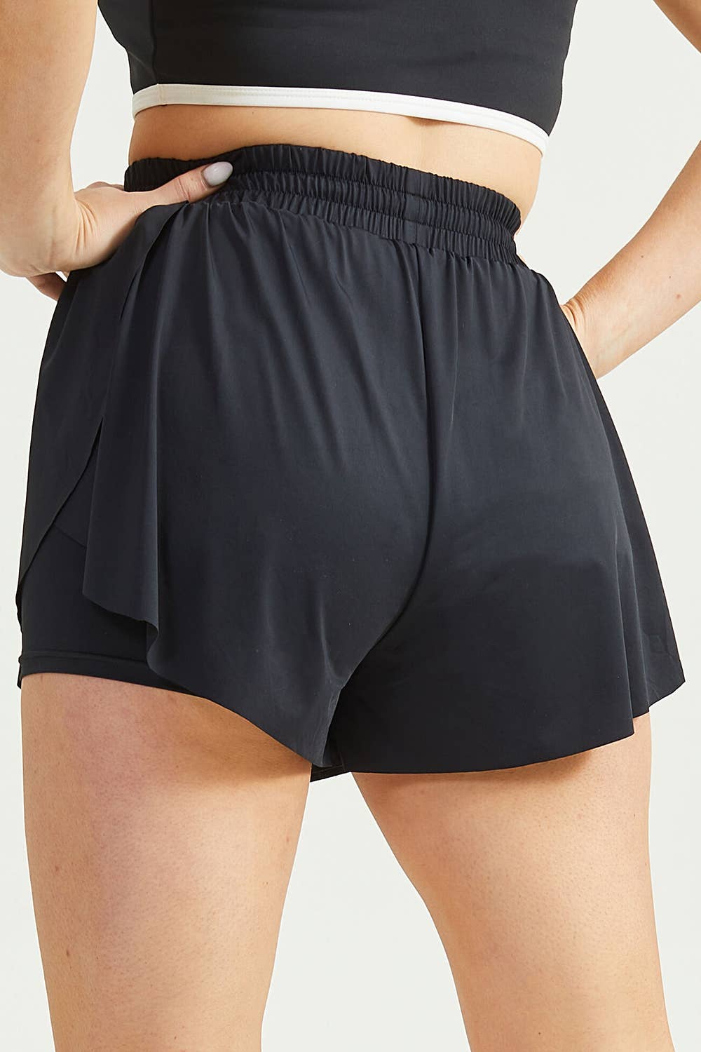 MATTE LOOK FITTED UNDERNEATH LAYER SHORTS: BLACK