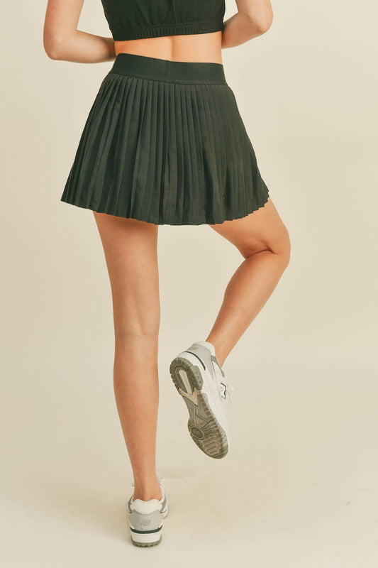 Black Wrap-Style Tennis Skirt