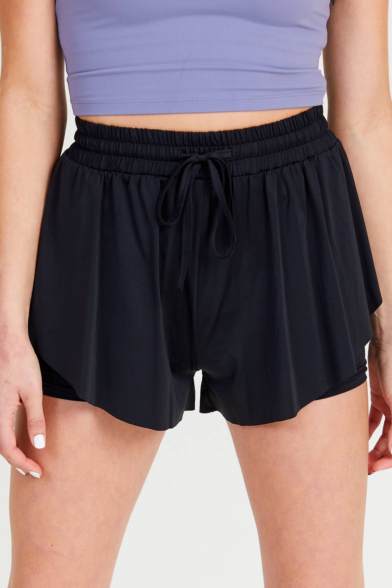 MATTE LOOK FITTED UNDERNEATH LAYER SHORTS: BLACK