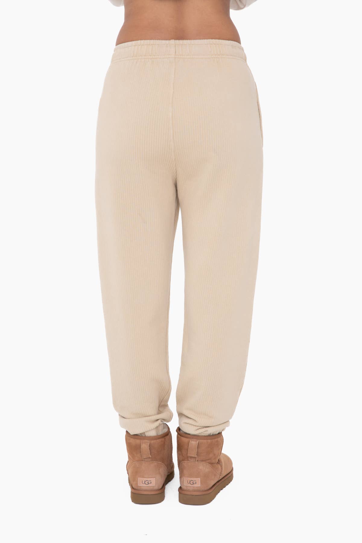 Mineral-Washed Billow Cuffed Joggers: BEIGE