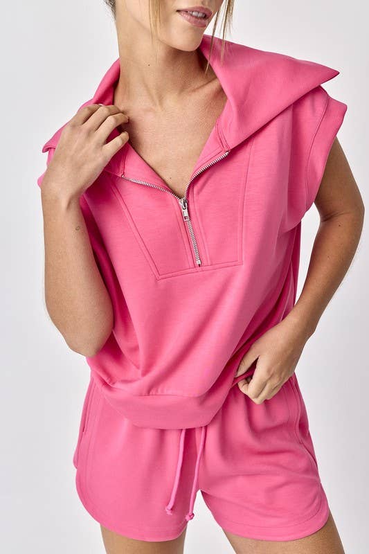 Sweatshirt and Shorts set- Hot Pink