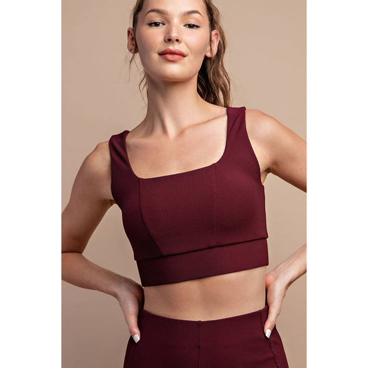 NYLON RIB SQUARE NECK SPORTSBRA